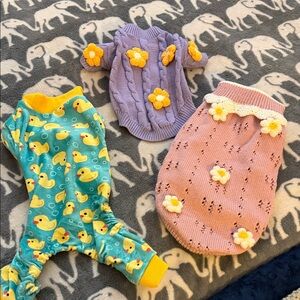 Floral Dog Sweater Set - Purple, Pink, and Blue